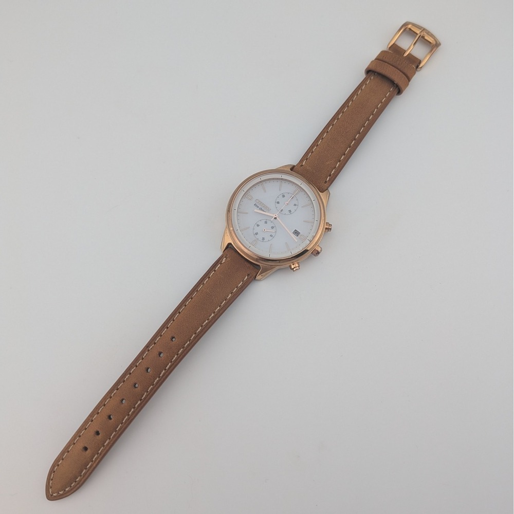 Citizen Chandler FB2003-05A Eco-Drive Chronograph Rose Gold White Dial Watch - Picture 9 of 10